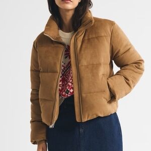 NWT Abercrombie Vegan Suede Short Puffer - XL